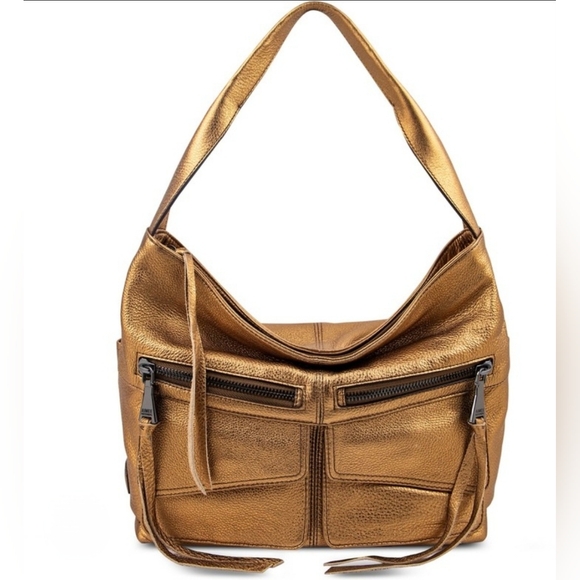 Aimee Kestenberg Road Trip Leather Satchel Purse Gold - Picture 1 of 13